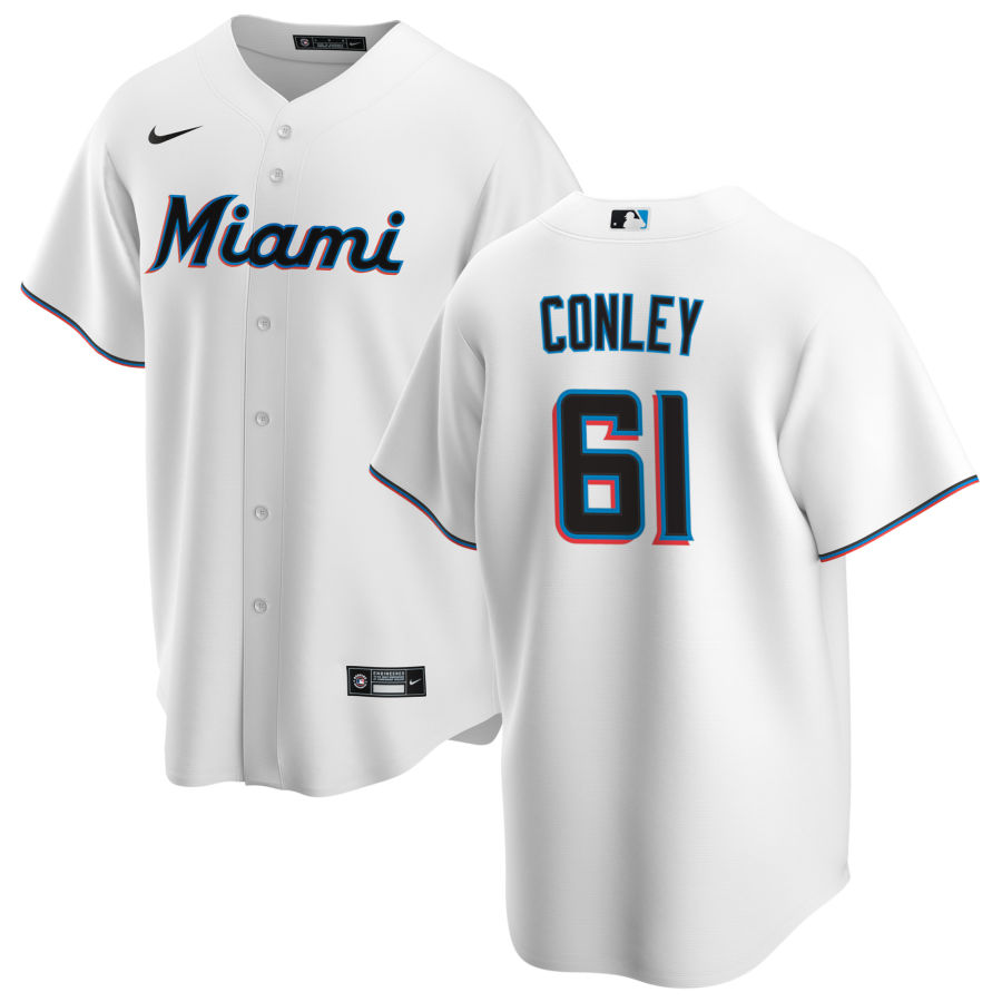 Nike Men #61 Adam Conley Miami Marlins Baseball Jerseys Sale-White